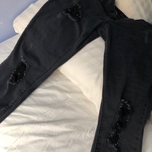 black ripped/ distressed fishnet jeans